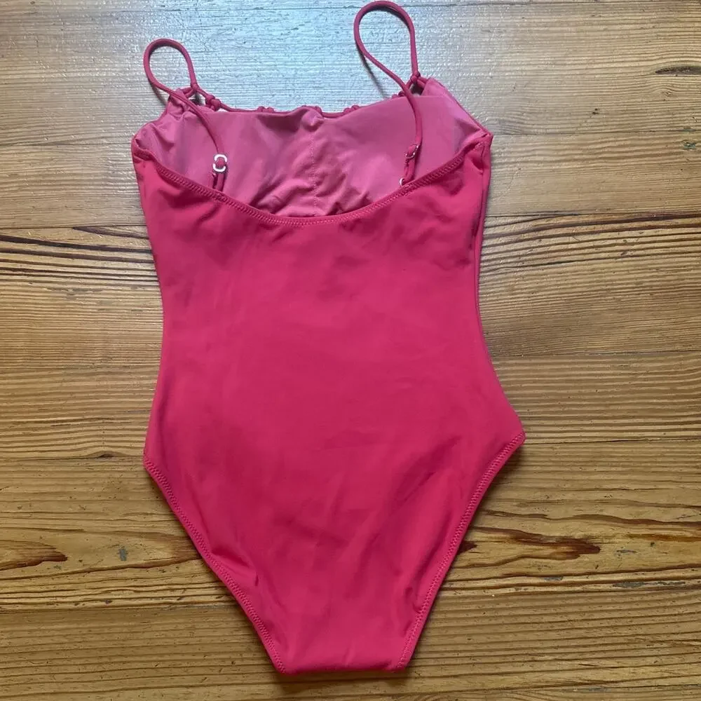 Sperry red crochet neckline‎ adjustable full coverage one piece swimsuit SIZE S